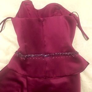 Maroon two piece evening gown